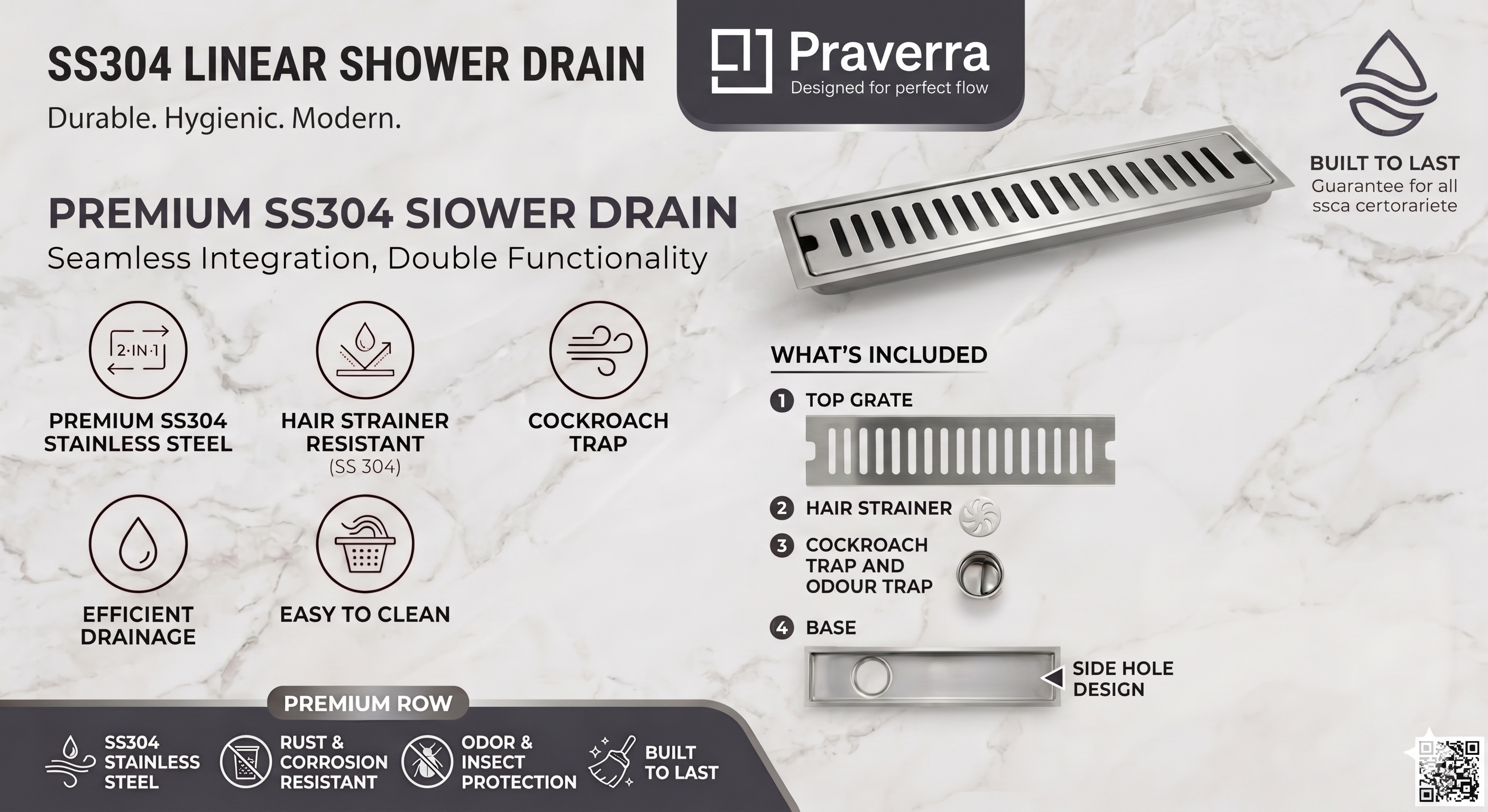 Praverra Shower Drainer Matt view 2